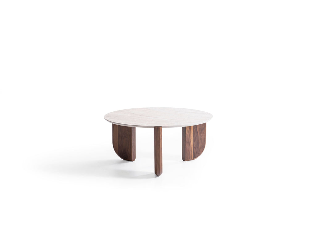 720 Walnut Travertine 3 Pc Coffee Table Set