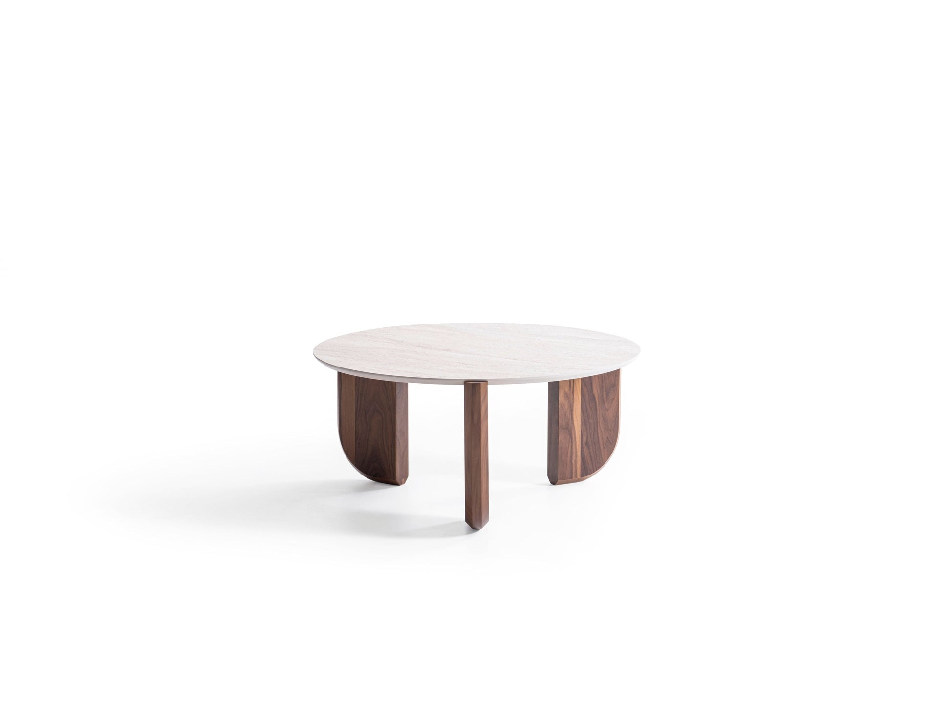 720 Walnut Travertine 3 Pc Coffee Table Set