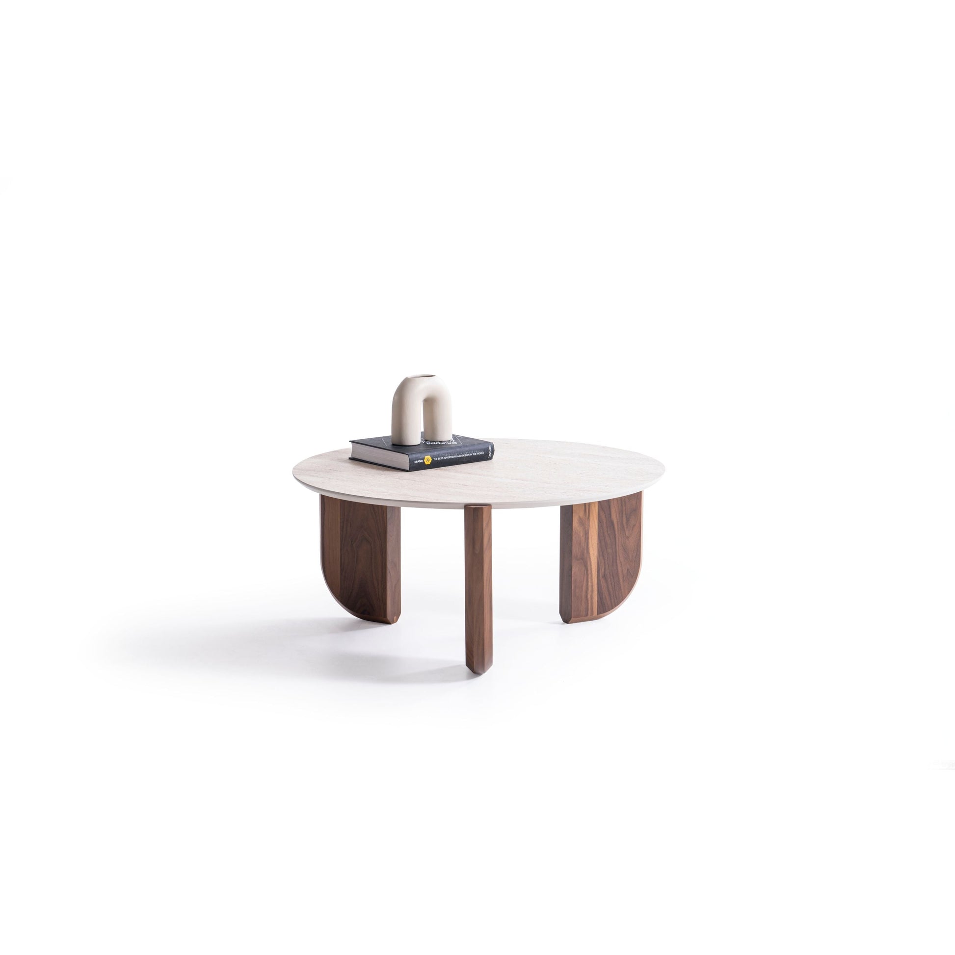 720 Walnut Travertine 3 Pc Coffee Table Set