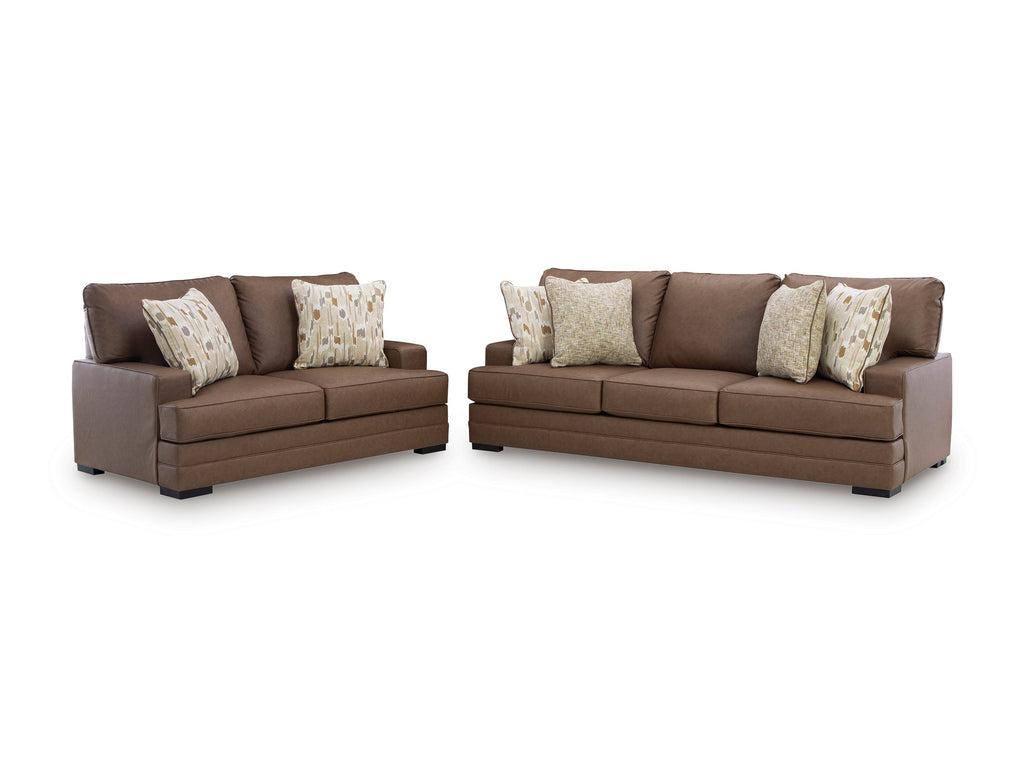 VillaCourt caramel sofa & loveseat