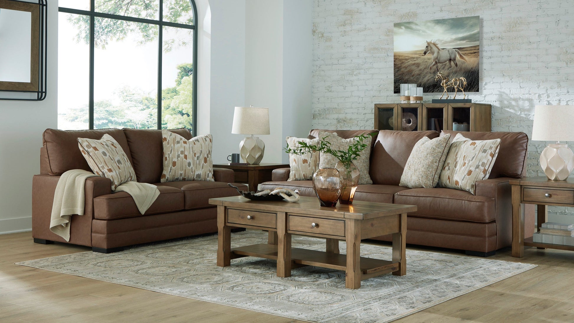 VillaCourt caramel sofa & loveseat