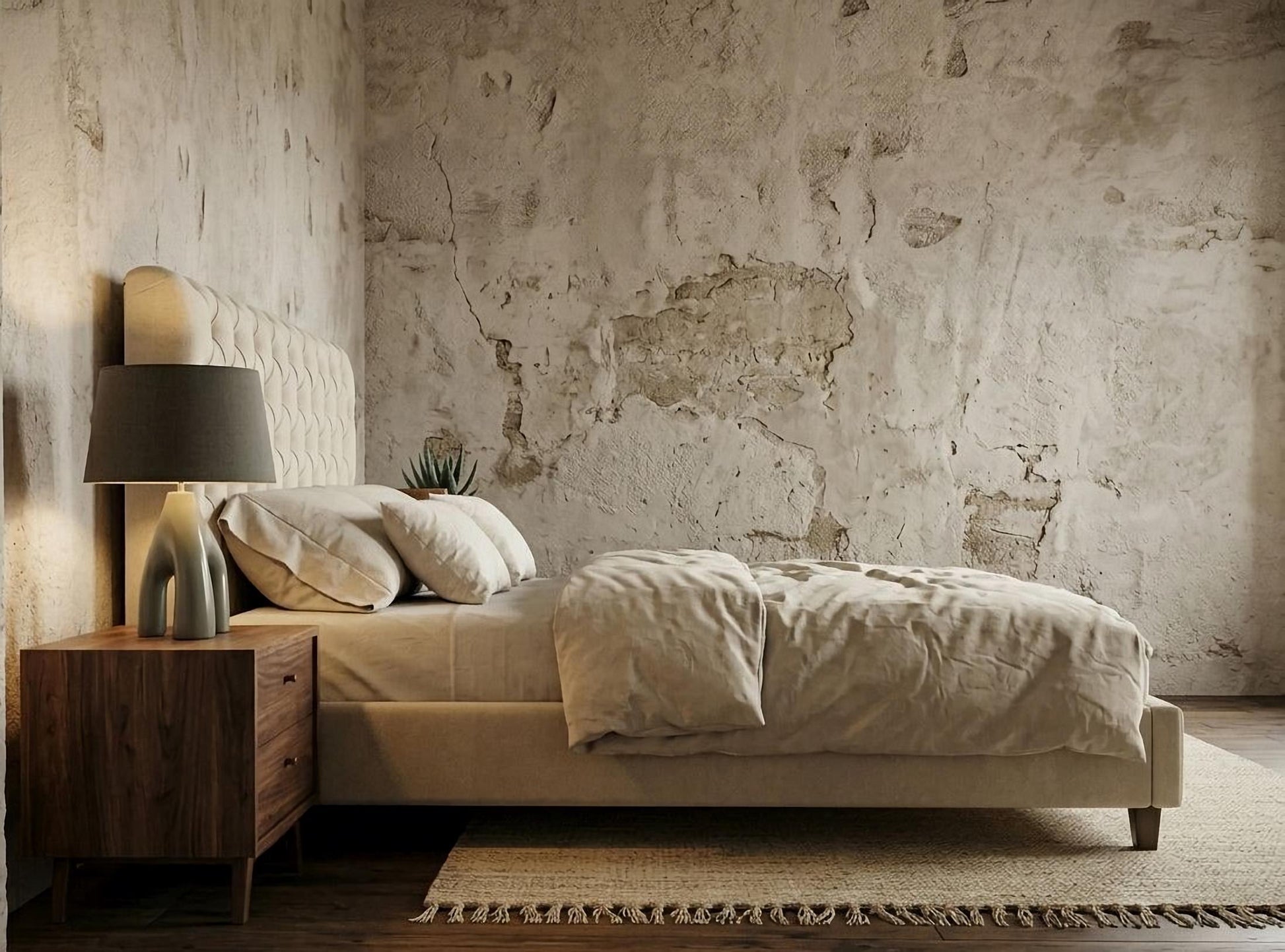 Colton Ivory Luxury Upholstered Platform Bed