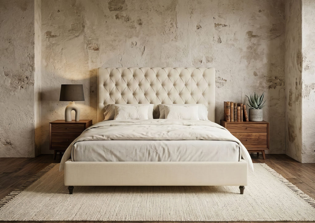 Colton Ivory Luxury Upholstered Platform Bed