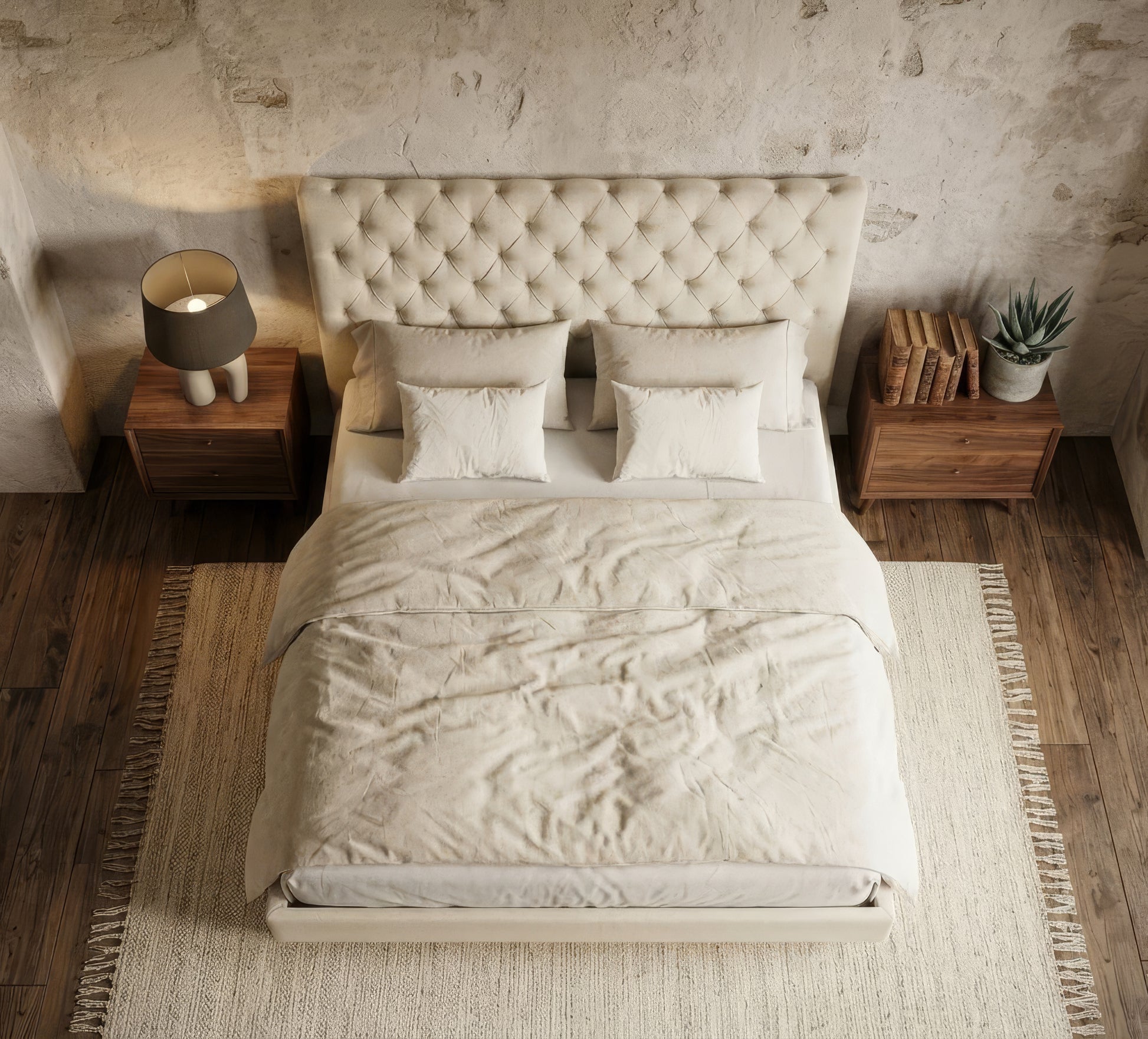 Colton Ivory Luxury Upholstered Platform Bed