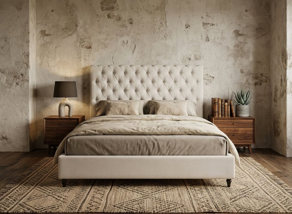 Colton Ivory Luxury Upholstered Platform Bed