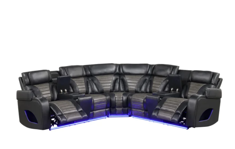 Ibiza Black Reclining Sectional