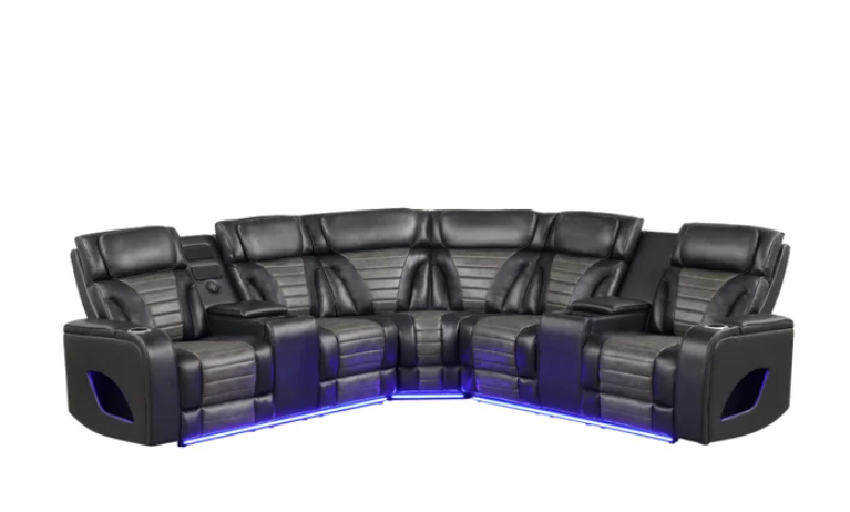 Ibiza Black Reclining Sectional