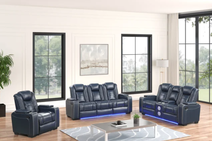 Stefano Blue 3PC Reclining Set