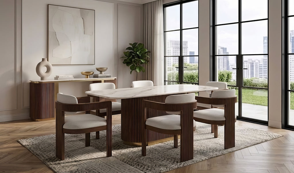 Valente (White/Walnut) Dining Room