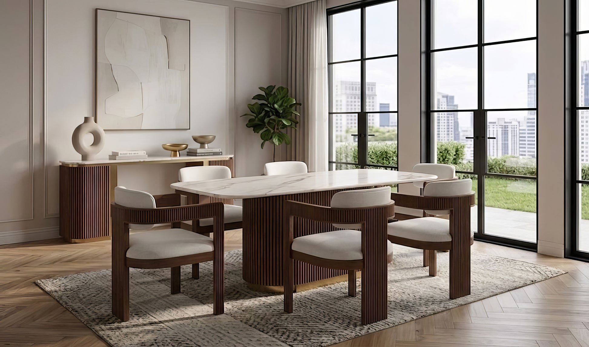 Valente (White/Walnut) Dining Room