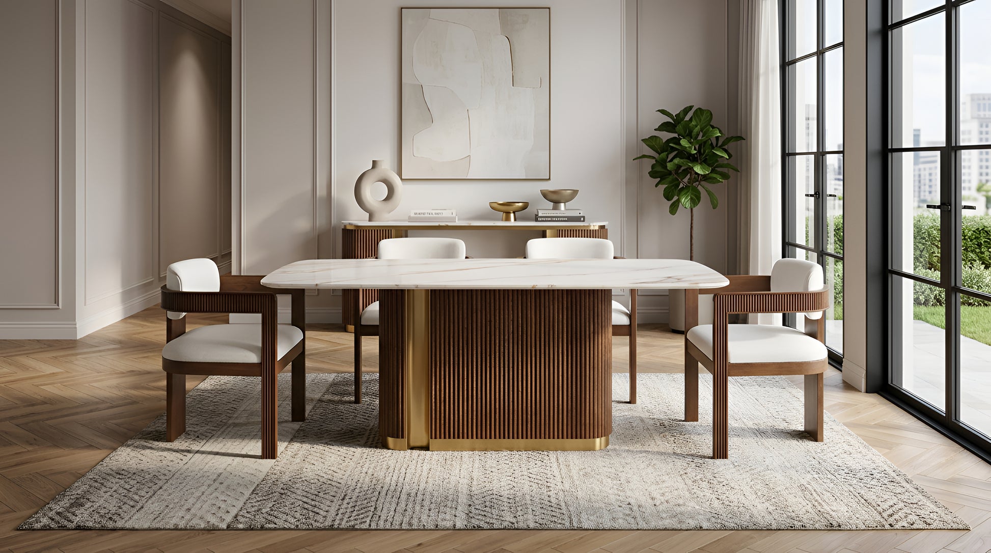 Valente (White/Walnut) Dining Room