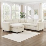 Franco corduroy L-Shaped Sectional With Ottoman