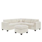 Franco corduroy L-Shaped Sectional With Ottoman