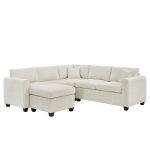 Franco corduroy L-Shaped Sectional With Ottoman