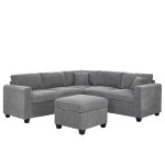 Franco corduroy L-Shaped Sectional With Ottoman