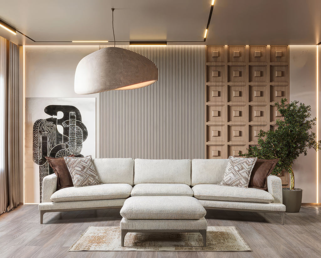 Dylan Ivory Sectional with Ottoman