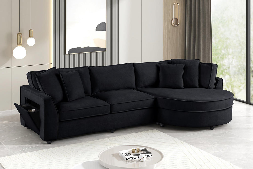 Elva Beige Sectional (w/ Reversible Chaise)