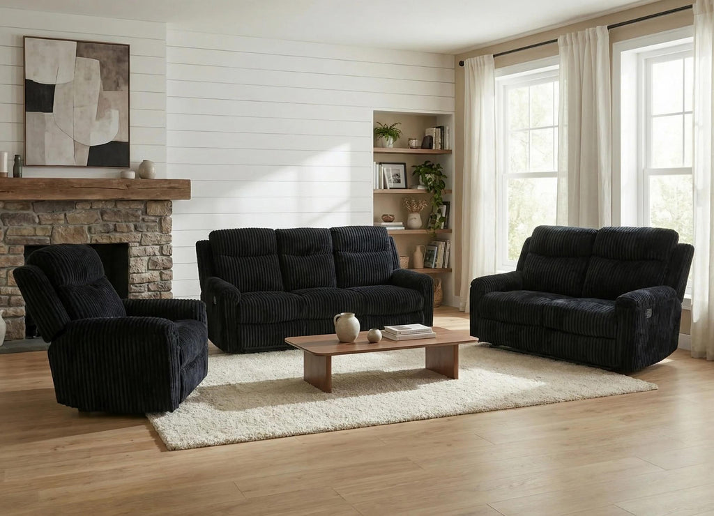 Grace Black 3- Piece Reclining Set