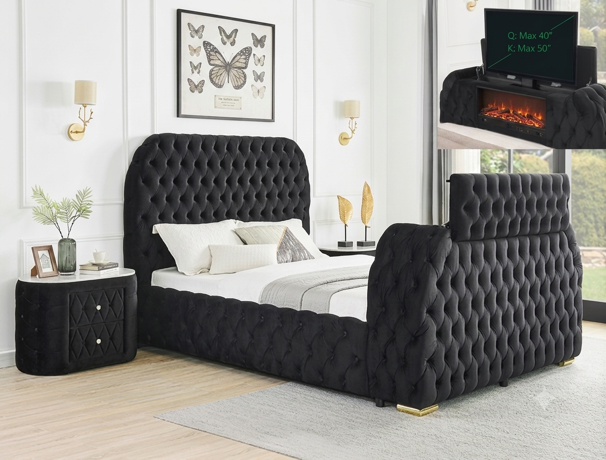 NATALIA BLACK W/FIREPLACE,TV LIFT BEDROOM