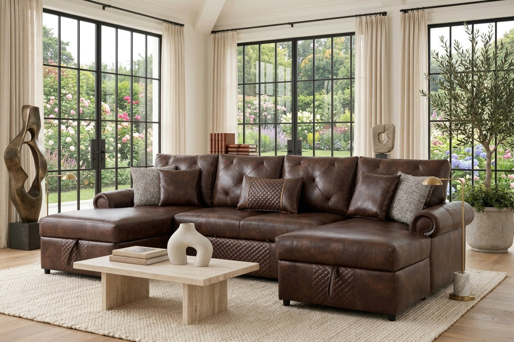 Sonoma Brown Double Storage Chaise Sectional w/ Pull-Out Bed