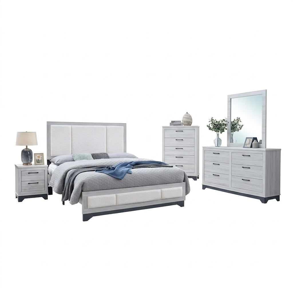 Kevin Light Grey Platform Bed