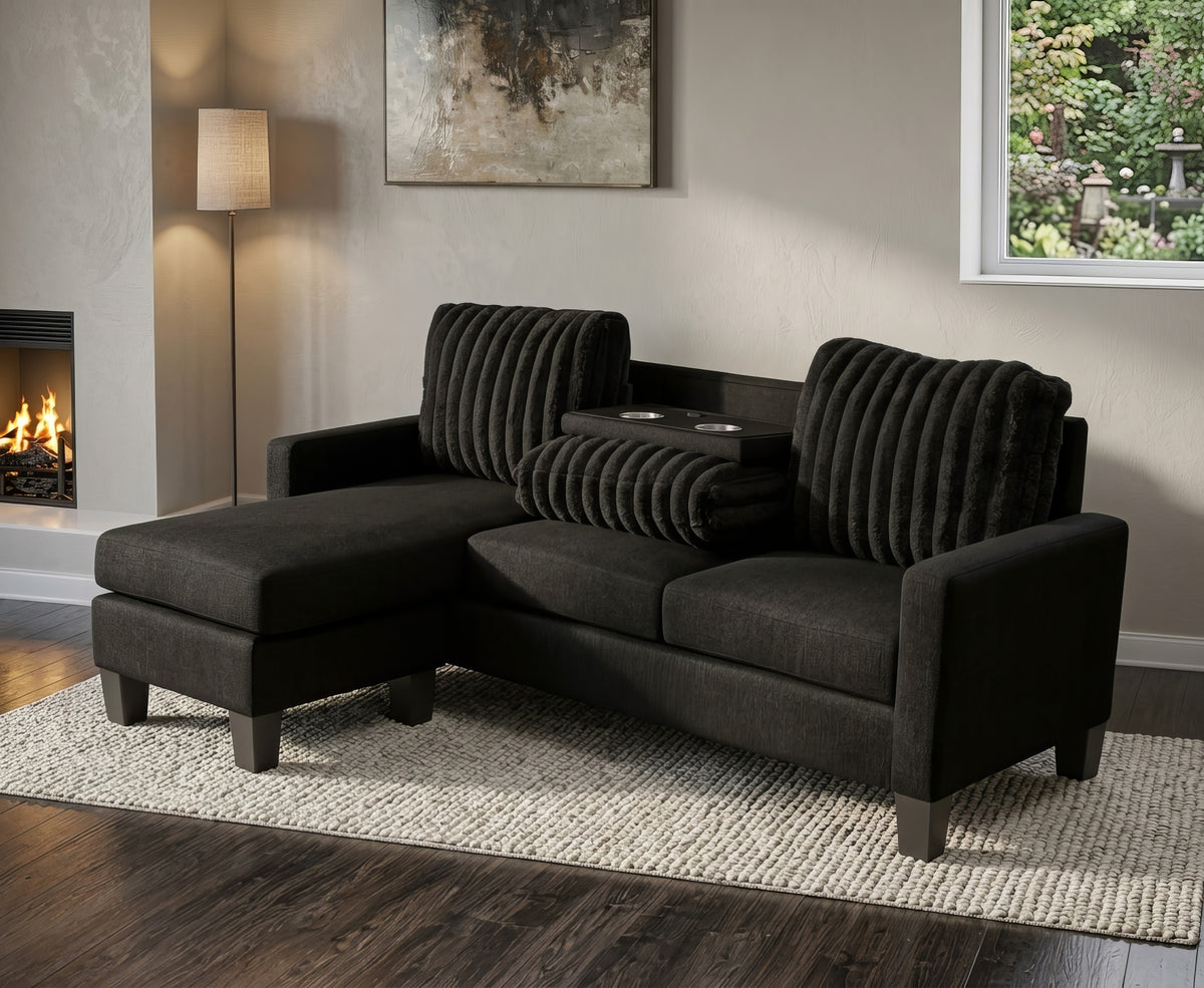 Neymar Black Reversible Sectional