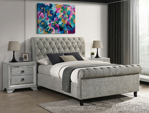 KATE PLATFORM BED L.GREY TWEED