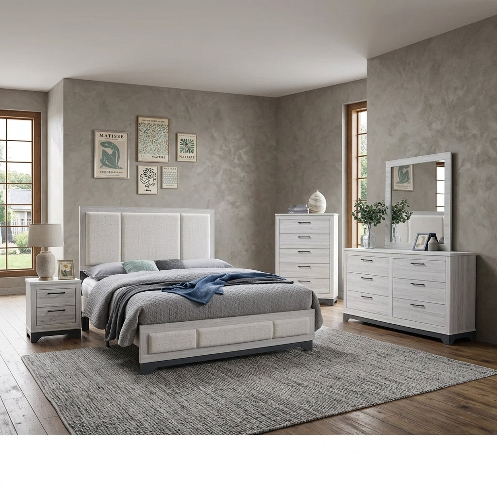 Kevin Light Grey Platform Bed