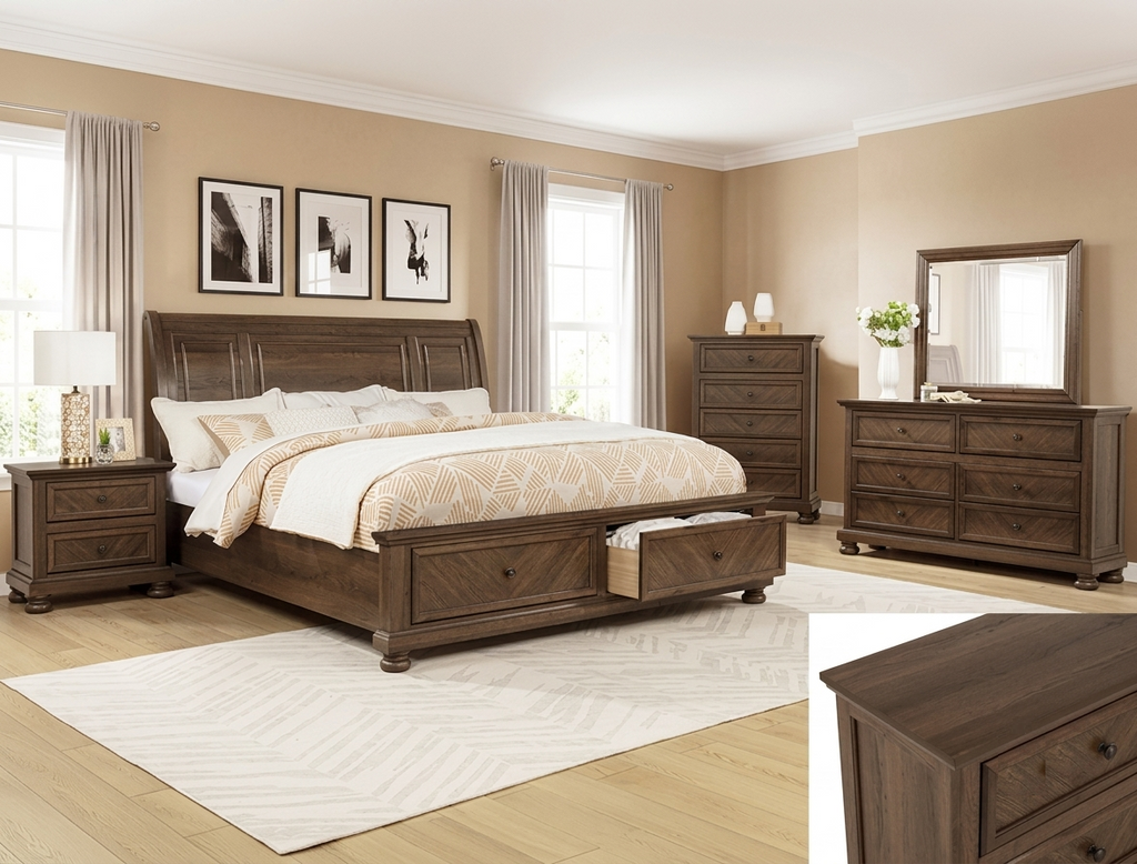 CLARIBELLE BROWN WOOD  BEDROOM
