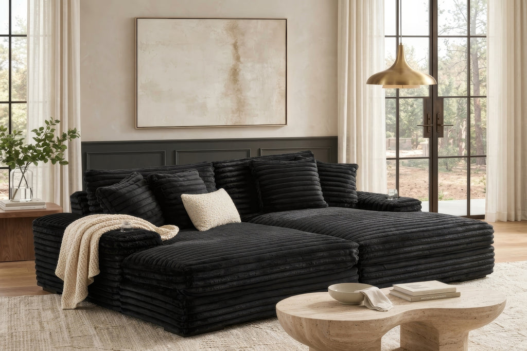 Oversized Black Chaise Lounge