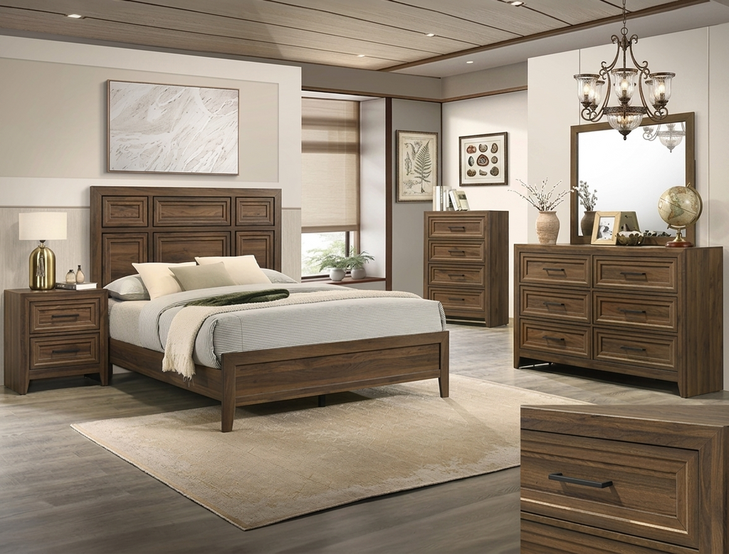 LORRAINE WOOD BROWN BEDROOM