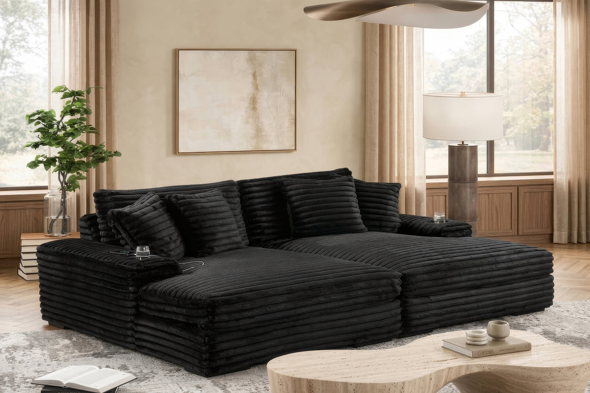 Oversized Black Chaise Lounge