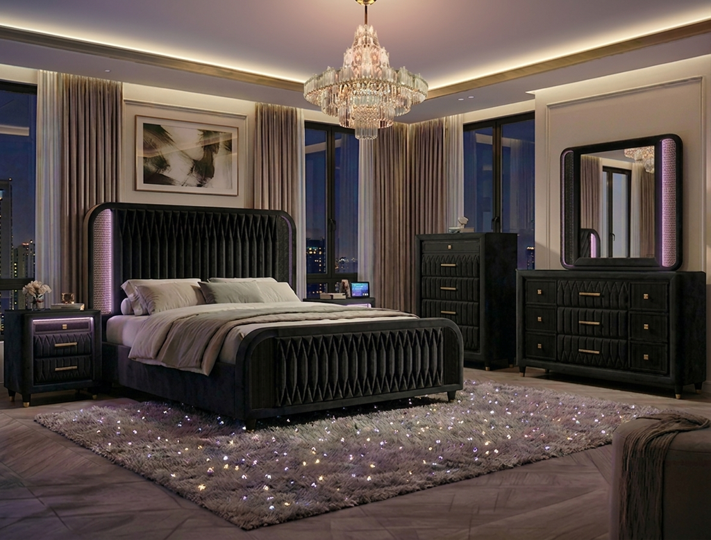 VALERIA DARK GEOMETRIC BEDROOM
