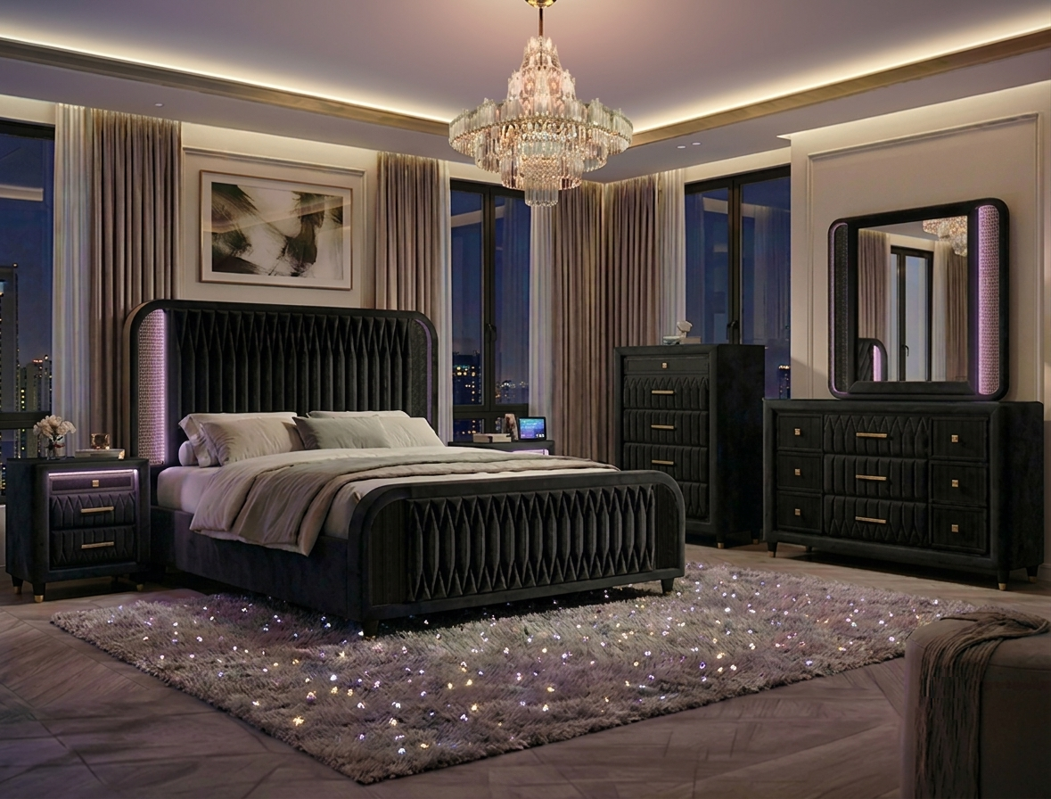 VALERIA DARK GEOMETRIC BEDROOM