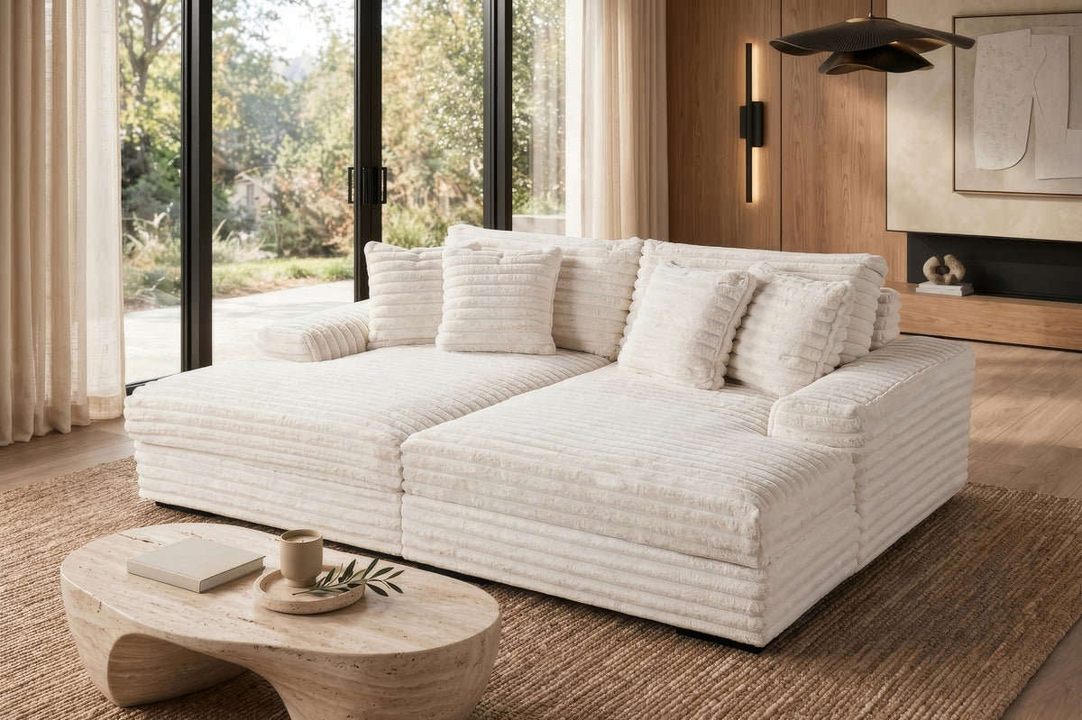 Oversized Beige Chaise Lounge