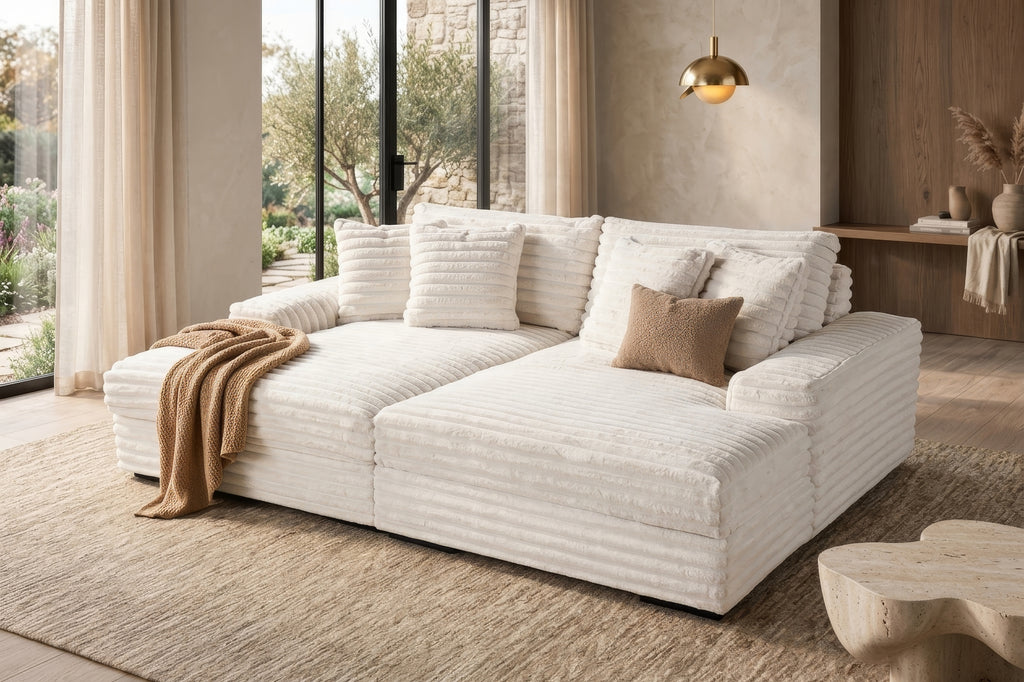 Oversized Beige Chaise Lounge