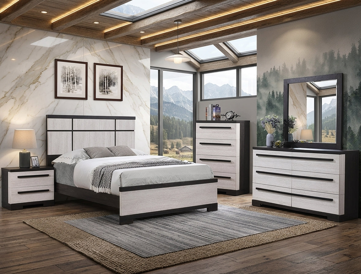 REMINGTON WOOD BLACK/WHITE BEDROOM