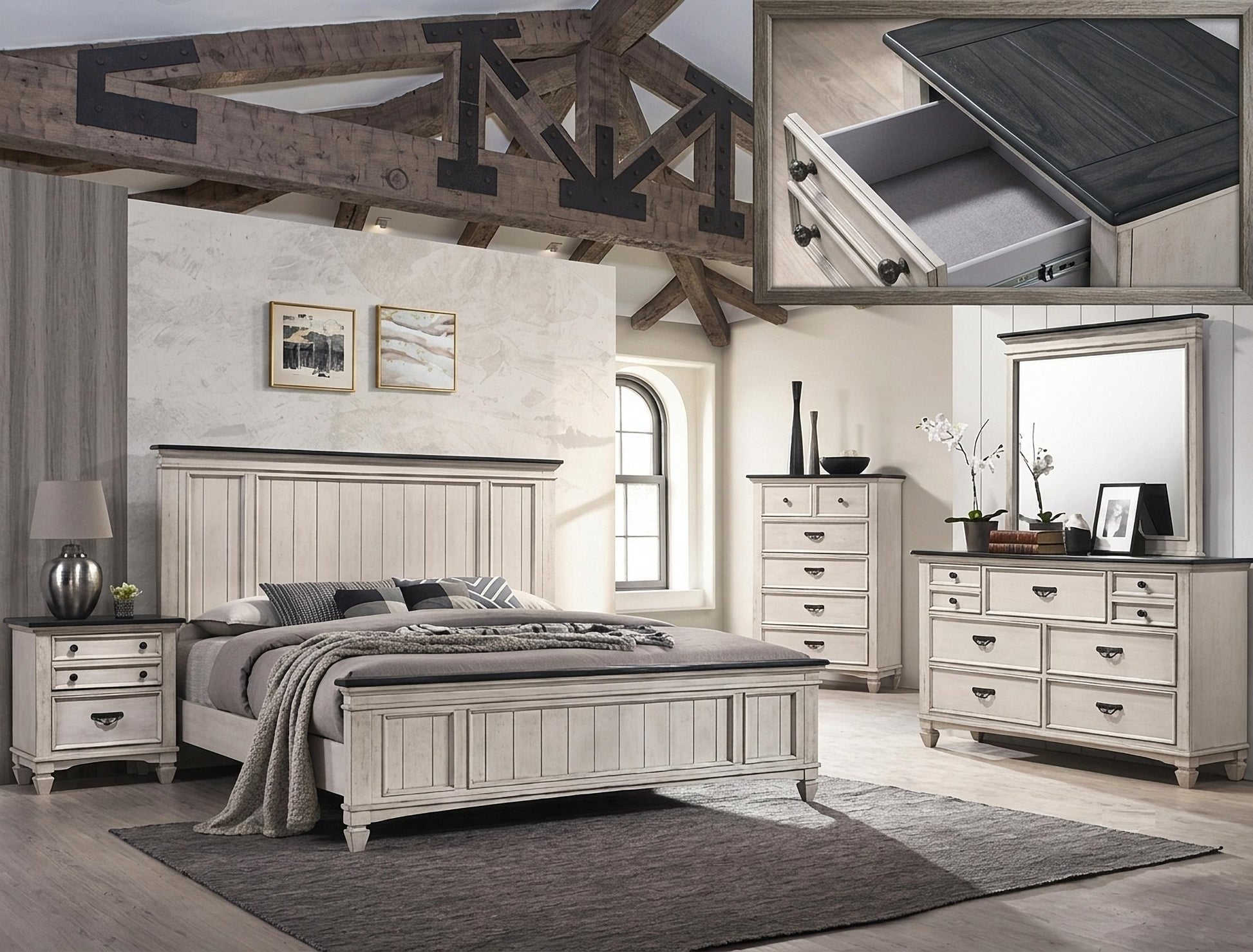 SAWYER ANTIQUE FINISH BEDROOM