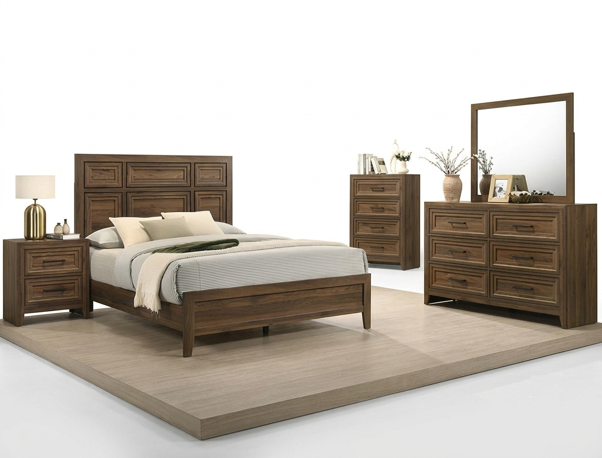 LORRAINE WOOD BROWN BEDROOM