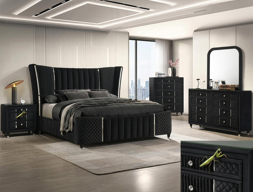 ARMANY VELVET BLACK BEDROOM