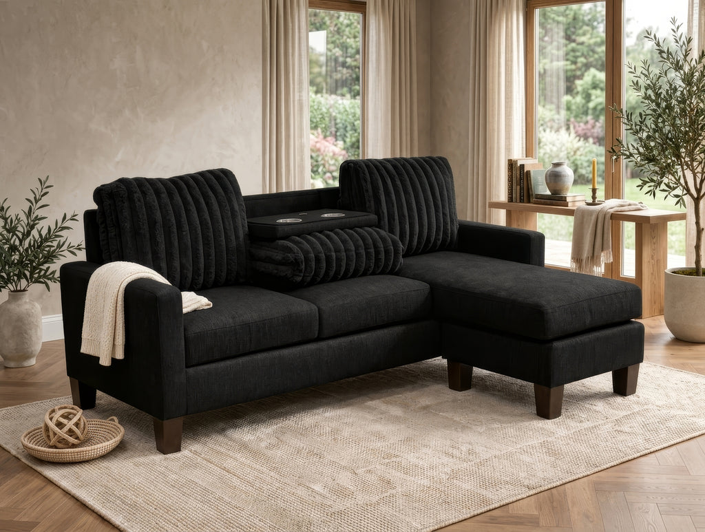 Neymar Black Reversible Sectional