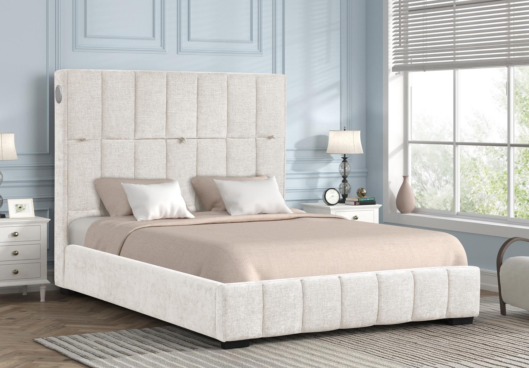 HELIX BED WITH BLUETOOTH SPEAKER CREAM