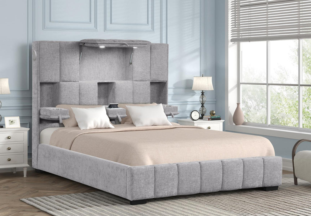 HELIX BED WITH BLUETOOTH SPEAKER GRAY