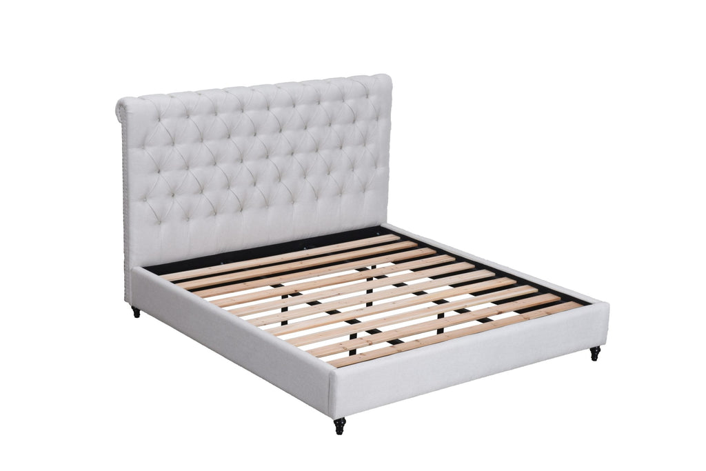 COLTON KING LUXURY LINEN UPHOLSTERED PLATFORM BED