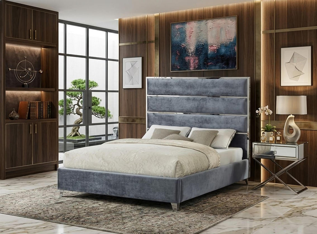 Lauren Gray Upholstered Platform Bed