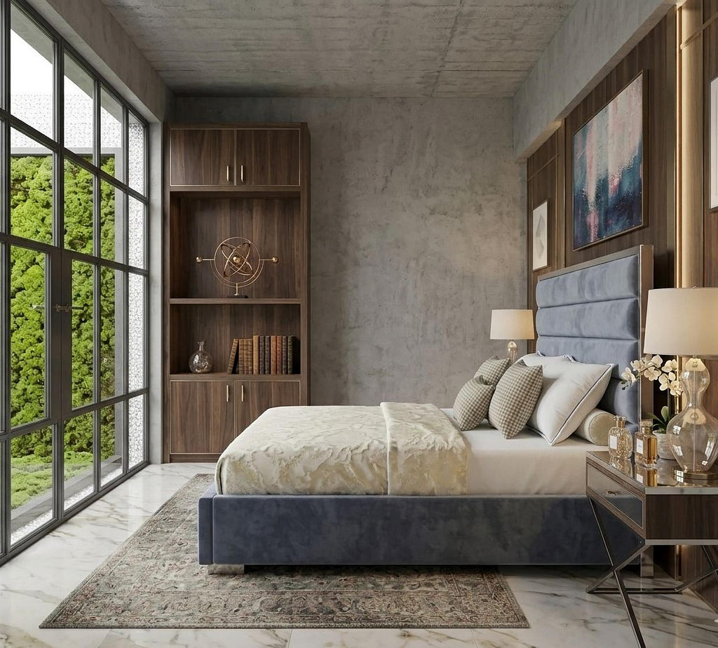 Lauren Gray Upholstered Platform Bed