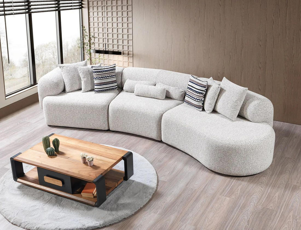 Lena Boucle 3-Piece Curved Sectional