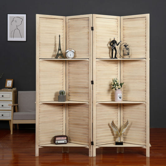 Panels Room Divider w/ Shutter Style & Shelves