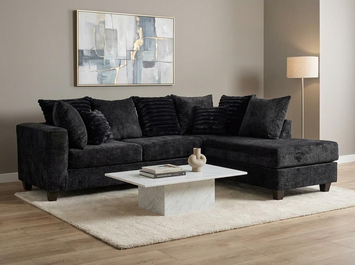 Downy Sectional Black