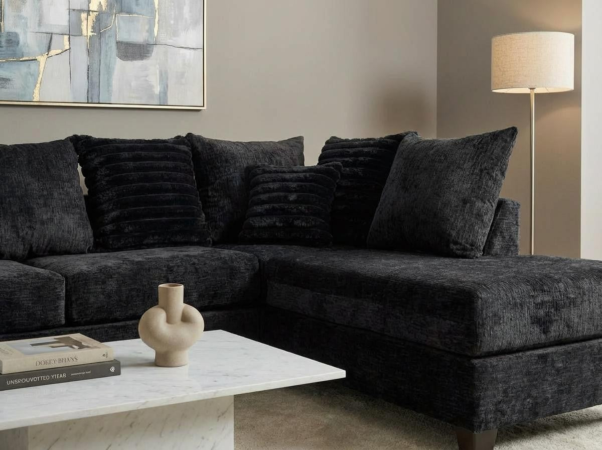 Downy Sectional Black